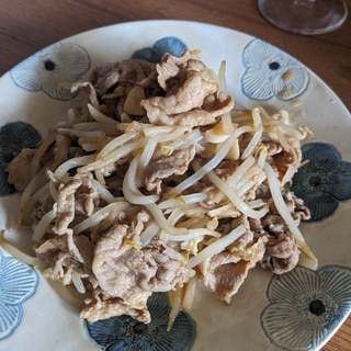 もやしたっぷり！豚肉となすのケチャップ塩麹炒め